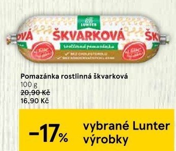 Škvarková rostlinná pomazánka Lunter