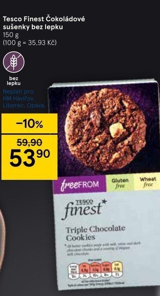 Sušenky bez lepku Cookies Free From Tesco Finest