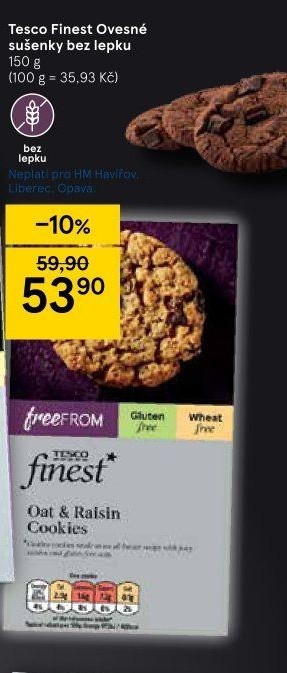 Sušenky ovesné bez lepku Cookies Free From Tesco Finest