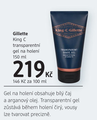 Gel na holení transparentní King C Gillette
