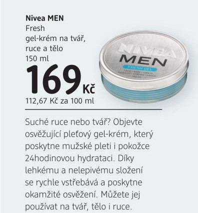Krém tělový pánský Fresh gel Men Nivea