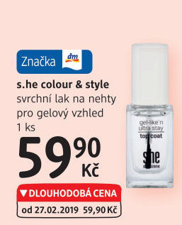 Lak na nehty Top Coat s.he stylezone
