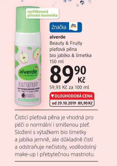 Pěna pleťová čisticí Alverde