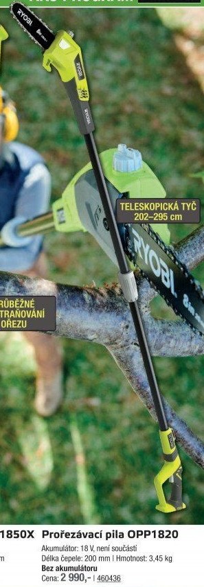 Aku teleskopická pila OPP1820 Ryobi