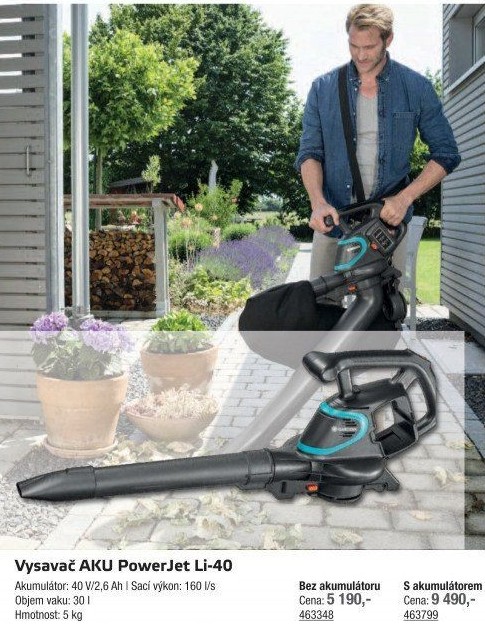 Aku vysavač listí PowerJet Gardena