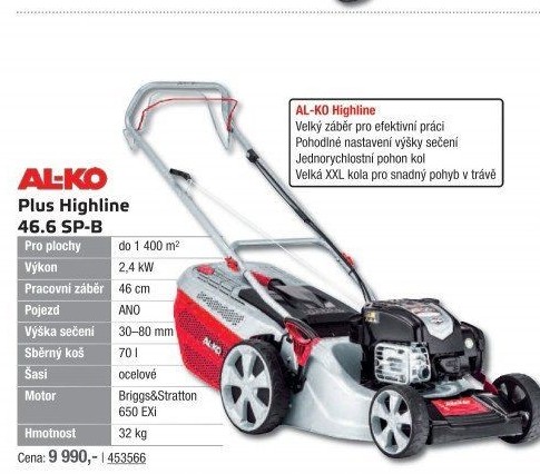 Benzínová rotační sekačka 46.6 SP-B Plus Highline AL-KO