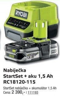 Nabíječka a akumulátor Ryobi