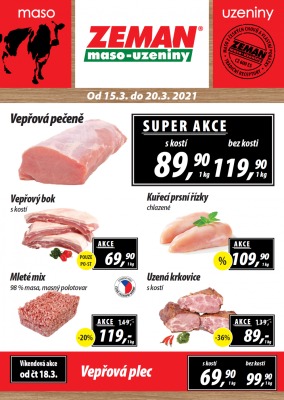 akční leták ZEMAN maso - uzeniny 15.3.2021-20.3.2021