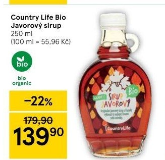 Javorový sirup bio Country Life