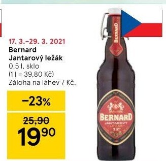 Pivo řezané Jantarový ležák Bernard