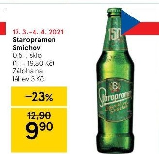 Pivo světlé výčepní 10° Smíchov Staropramen
