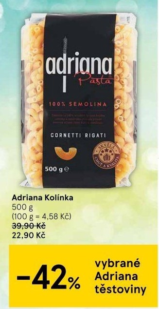 Těstoviny semolinové Adriana