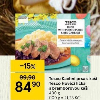Kachní prsa s bramborovou kaší Tesco