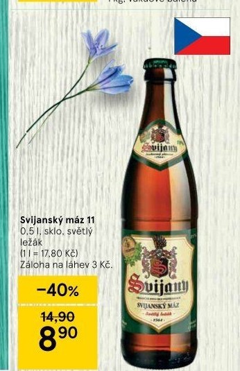 Pivo světlý ležák 11° Svijanský Máz Svijany