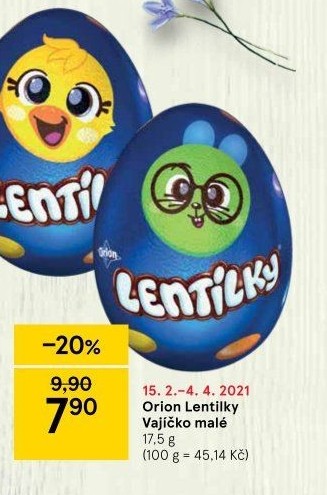 Čokoládové vajíčko s lentilkami Orion