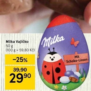 Čokoládové vajíčko Milka