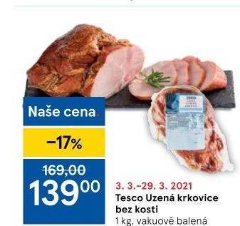 Uzená krkovice bez kosti Tesco