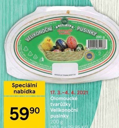 Olomoucké tvarůžky velikonoční pusinky A.W.