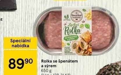 Rolka se špenátem a sýrem Snadné vaření Kostelecké uzeniny