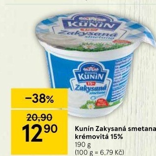 Zakysaná smetana krémovitá Kunín 15%