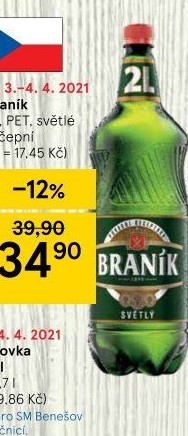Pivo světlé výčepní 10° Braník