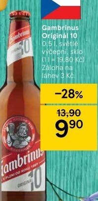 Pivo světlé výčepní Originál 10° Gambrinus