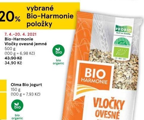 Ovesné vločky Bio Harmonie