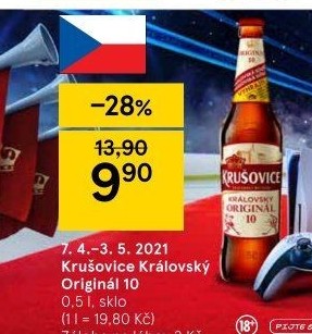 Pivo světlé výčepní Originál Královská 10° Krušovice