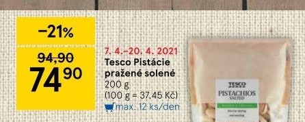 Pražené pistácie Tesco