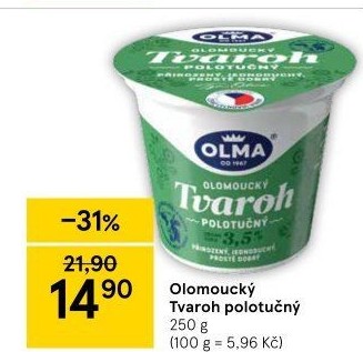 Tvaroh polotučný Olomoucký Olma