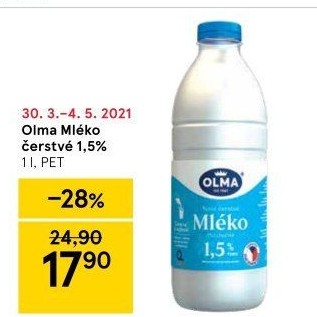 Mléko čerstvé Olma - 1,5% polotučné