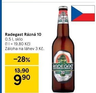 Pivo světlé výčepní Rázná 10° Radegast