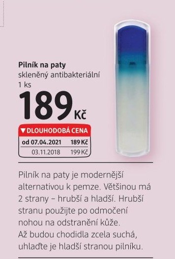 Pilník na paty skleněný