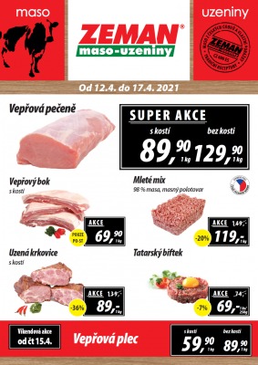akční leták ZEMAN maso - uzeniny 12.4.2021-17.4.2021