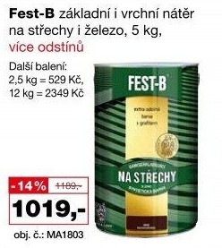Nátěr na střechy Fest - B Barvy a laky Hostivař