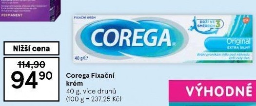 Fixační krém na zubní protézu Corega