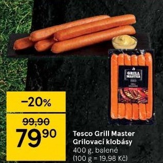 Grilovací klobása Grill Master Tesco