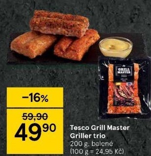 Klobásy Griller trio Grill Master Tesco