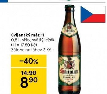 Pivo světlý ležák 11° Svijanský Máz Svijany