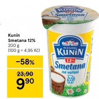 Smetana na vaření Kunín 12%