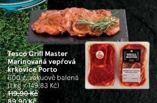 Vepřová krkovice marinovaná bez kosti Porto Grill Master Tesco