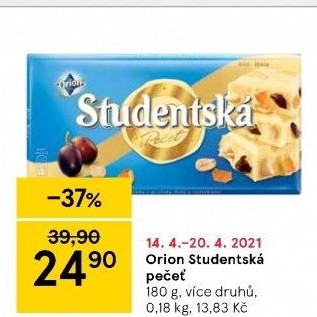 Čokoláda Studentská pečeť Orion