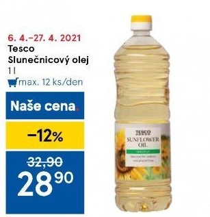 Slunečnicový olej Tesco