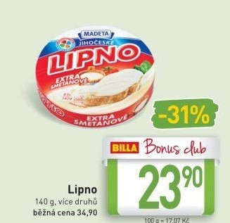 Tavený sýr Jihočeské Lipno Madeta