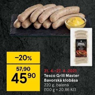 Bavorská klobása Grill Master Tesco