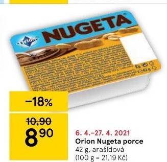 Čokokrém arašídový Nugeta Orion