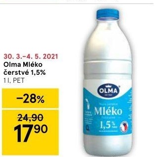 Mléko čerstvé Olma - 1,5% polotučné