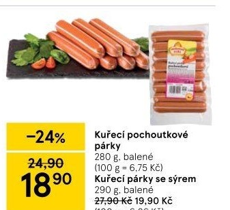 Párky kuřecí pochoutkové Vodňanské kuře
