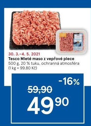 Maso mleté vepřové z plece Tesco