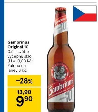Pivo světlé výčepní Originál 10° Gambrinus